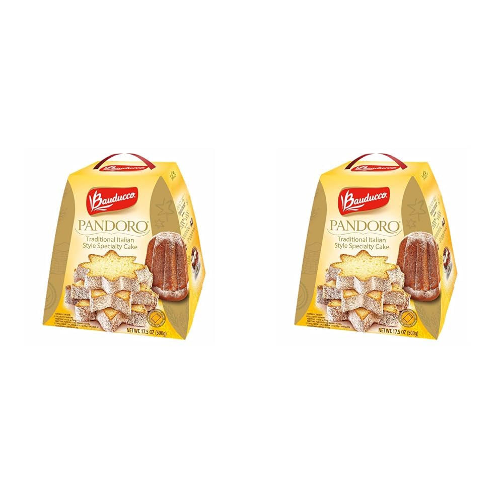 Bauducco Pandoro - Light and Moist Specialty Cake, No Candied Fruits, Ideal for Dessert - 17.5 oz (Pack of 2)