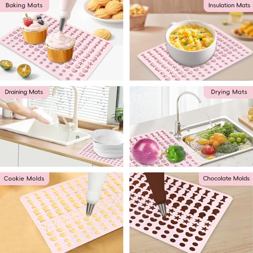 Gentpovth Silikon-Backmatte, Backformen für Haustiere, Antihaft-Silikonformen für Hunde- und Katzenkekse, Herstellung von Leckereien für Haustiere (Rosa)