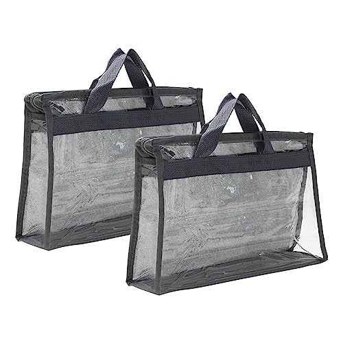 PATIKIL Handbag Dust Bags, 2 Pack Clear Purse Storage Organizer S Size PVC Dustproof Handbag Cover Transparent Purse Protector, Gray