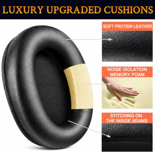Image of MIZI Replacement Ear Pads Compatible with Sony WH-XB900N, WH-CH710N, WH-CH720N, WH-RF400 & MDR-RF895RK Headphones, Soft Protein Leather Ear Cushions with High-Density Memory Foam, Isolation, Black