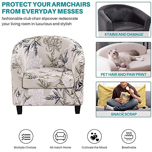 Krfoonn Club Chair Slipcover 2 Piece Stretch Printed Round Barrel Chair Covers Removable Tub Chair Slipcover With Elastic Bottom Chair Coverings Furniture Protector Cover For Living Room, A2 #TOP4