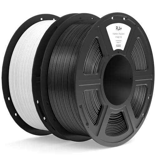 ELEGOO Filamento PLA+ 1.75 2KG Negro y Blanco, Filamento PLA Plus para Impresora 3D, Precisión Dimensional +/- 0.02mm, Carrete Filamento 3D, para Mayoría Impresoras 3D