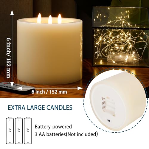 SEHNSY Extra Large Flameless Candles, 6
