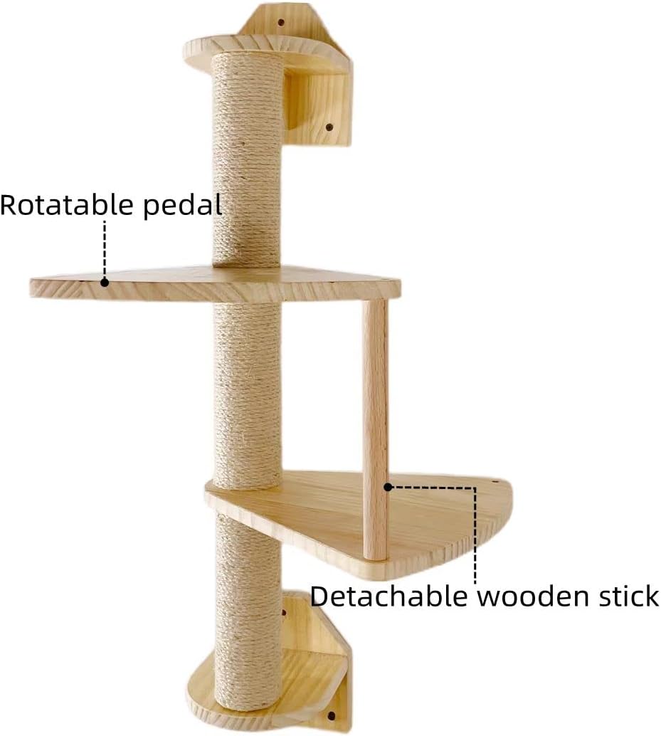 review Wall Mounted Cat Step Ladder Wooden Scratching Posts for Indoor Cats/Solid Wood Cat UCW003 UCW006