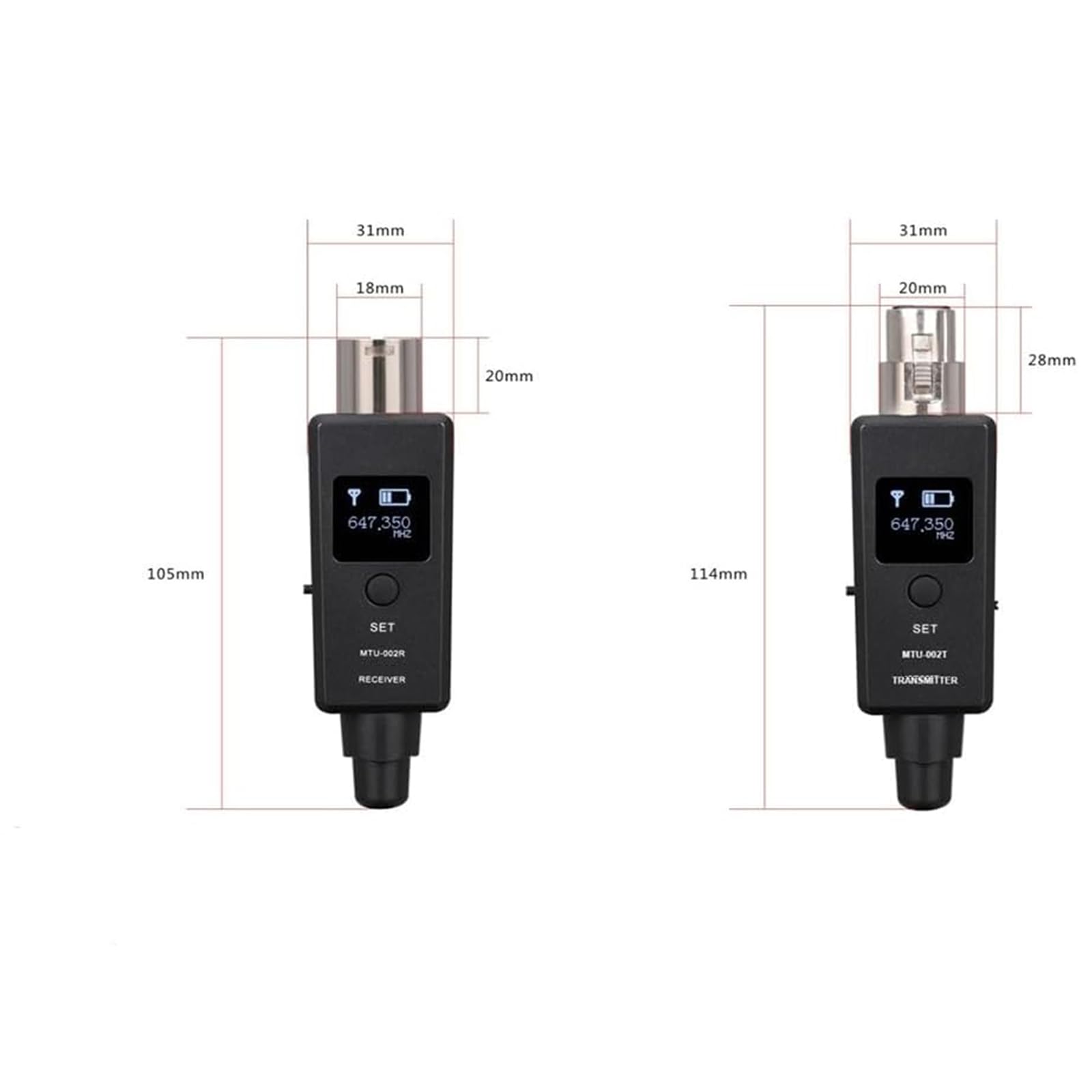 Ricevitore trasmettitore XLR Wireless, Sistema Adattatore XLR Wireless UHF Multifunzionale, Compatibile con Ricarica USB, trasmettitore Wireless Microfono per condensatore dinamico