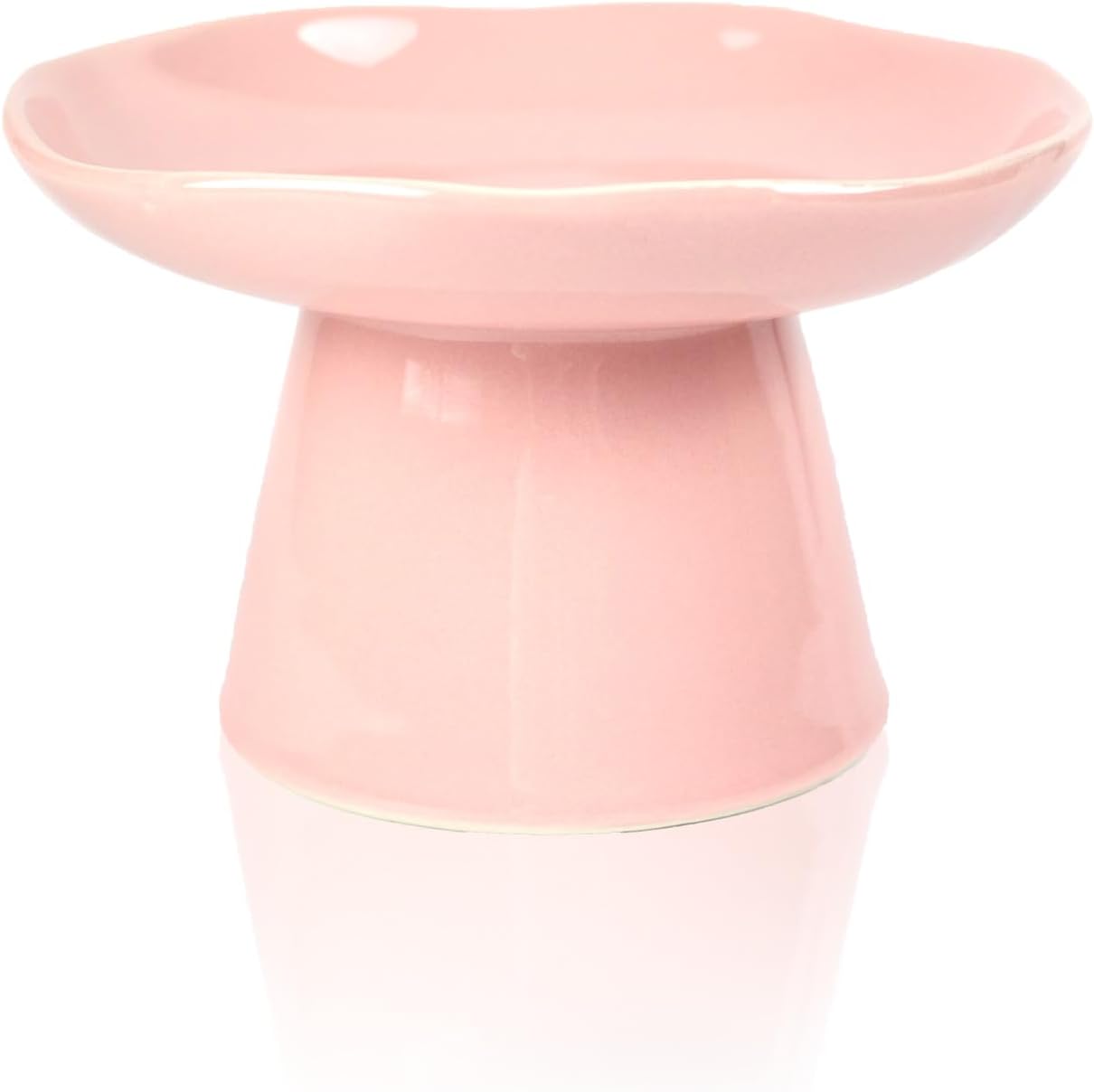 Extra Wide 6.1" Raised Cat Food Bowl, Shallow Ceramic Elevated Cat Feeder Bowl, Anti Vomiting, Stress Free, Whisker Fatigue, Pet Food or Water Bowl, Pink