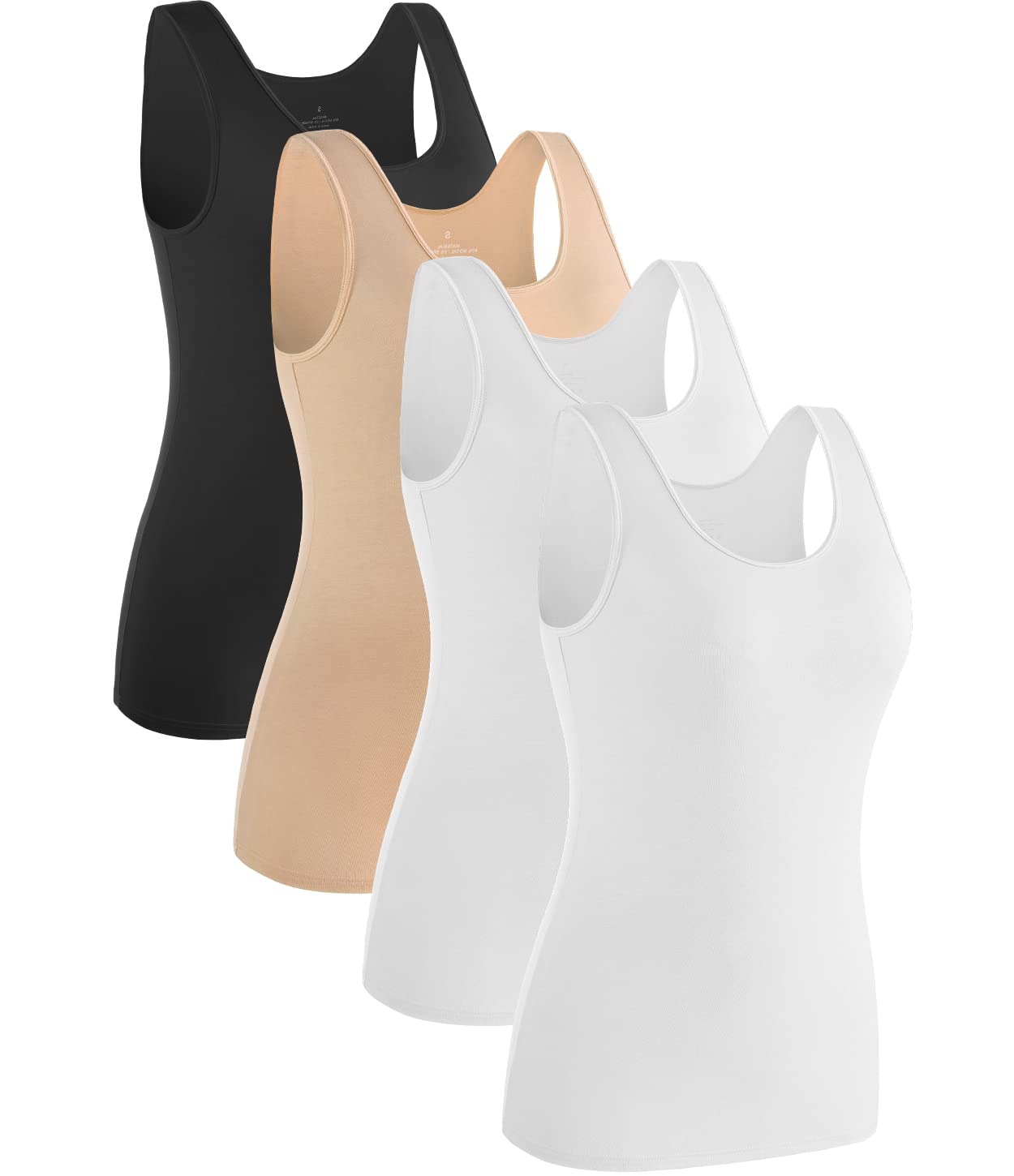 View 1 of ***STOCK PHOTO FOR REFERENCE ONLY, 3 TANK TOPS ONLY***3 Piece Women Tank Tops Basic Sleeveless Tanks Black/Beige/White 2XL