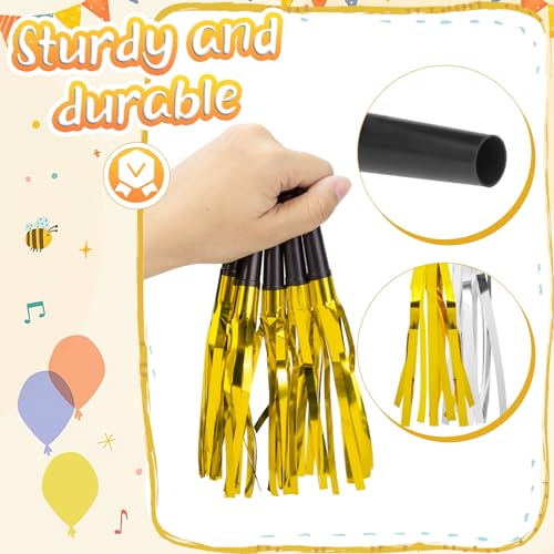 LovesTown 36PCS Metallic Fringed Party Blowers, Glitter Noise Makers Gold Silver Blowouts Whistles for Kids Adults Birthday New Year Sporting Events Graduation Party Supplies - Thumbnail 3