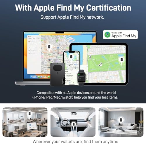 【Anti-theft Tracking Wallet】Smart Wallet with Location Tracking, Air Wallet Build in Airtag Chip Compatible with Apple Find My iOS Only, RFID-Blocking Card Holder with Money Clip (Black Carbon Fiber)3