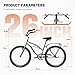 Betterland Beach Cruiser Bike, 26 inch Commuter Bicycle for Adult Men and Women, Comfortable City Bikes with Rear Rack or Basket, Grey