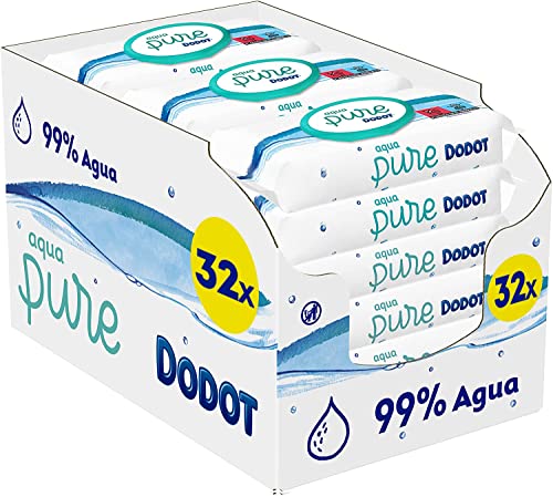 DODOT Toallitas Aqua Pure para Bebé, 99% Agua, 1.116 Toallitas, 32 Paquetes (32 x 48) de Toallitas para Bebé