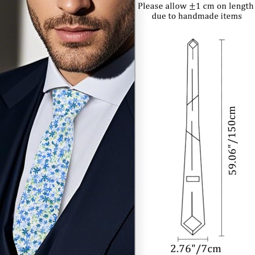 Image of Cotton Floral Ties for Men 2.76 inch Men's Skinny Tie Linen Flower Printed Neck Tie for Wedding Dating Party