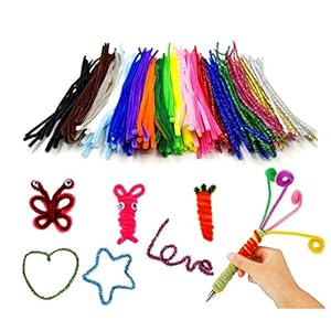 JZK 200 Fils Chenille Cure pour Projet d’art Artisanal, 30CM, Couleurs Assorties Paillettes Or Argent Rose Vert Bleu Rouge Jaune Violet Orange Blanc Noir Brun etc