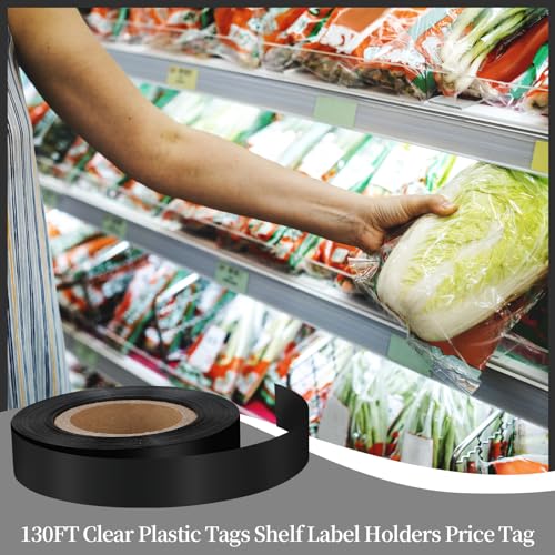 image for DLUGOPIS 130Ft Shelf Strips Retail Plastic Tags Shelf Label Holders Pr