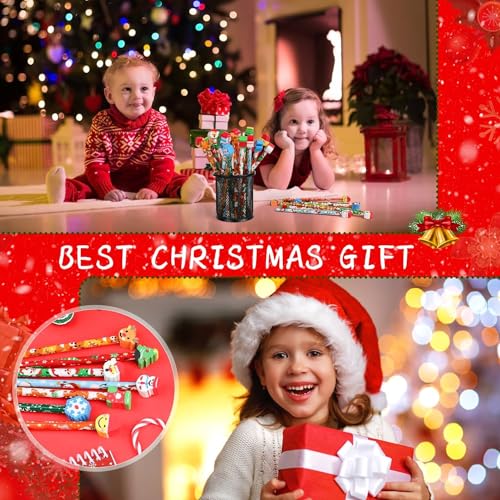 VEYLIN Christmas Pencils, 48 Pack of Xmas Pencils with Erasers Kids Children Holiday Gifts Christmas Classroom Prizes - Image 6
