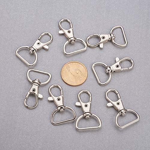 Swivel Clasp Swivel Snap Hooks Trigger Clips 1 Inch D Rings Metal Lobster Claw Clasps 40 Pcs for Making Snap Tabs, Keychain Hardware, Purse Hardware