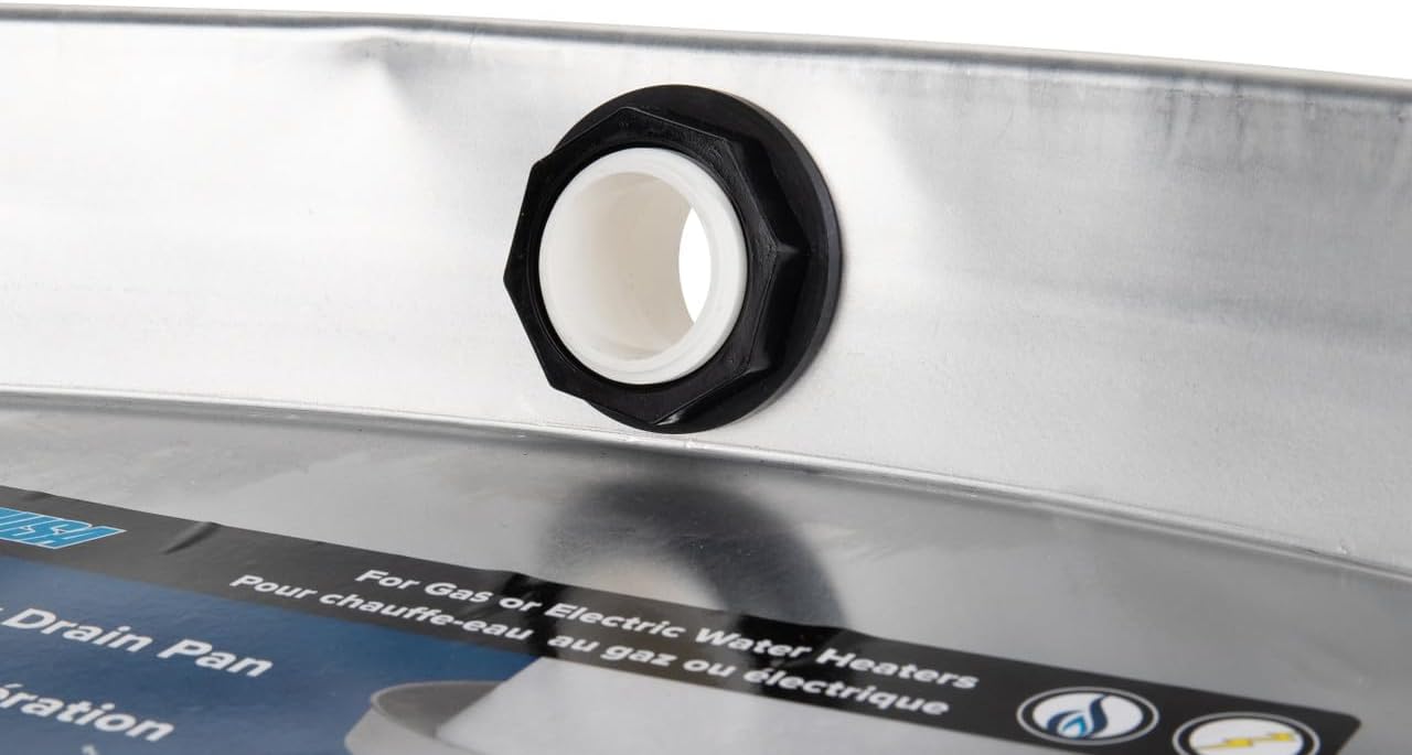 Camco 20860 30" ID x 2" Aluminum Water Heater Drain Pan with PVC Fitting