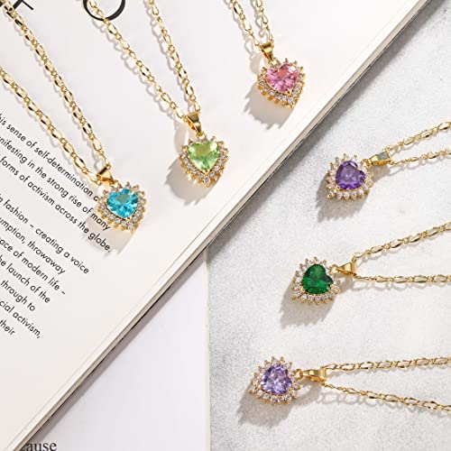 Bonlavie Heart Ruby Pendant Necklaces For Women 14K Gold Plated July Birthstone Necklace Birthday Mother’s Day Jewelry Gift For Mom Women Girls #TOP1