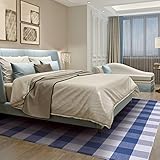 Carvapet Buffalo Check Rug Navy Blue White Checkered Carpet Buffalo Plaid Rugs 4 x 6 Feet Machine...