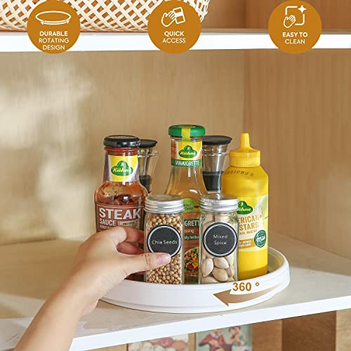 Pretireno Lazy Susan Turntable 2 Pack , Non-Skid Lazy Susan Organizer 10 Inch For Cabinet, Pantry, Kitchen, Countertop, Vanity Display Stand White/Gray #TOP1