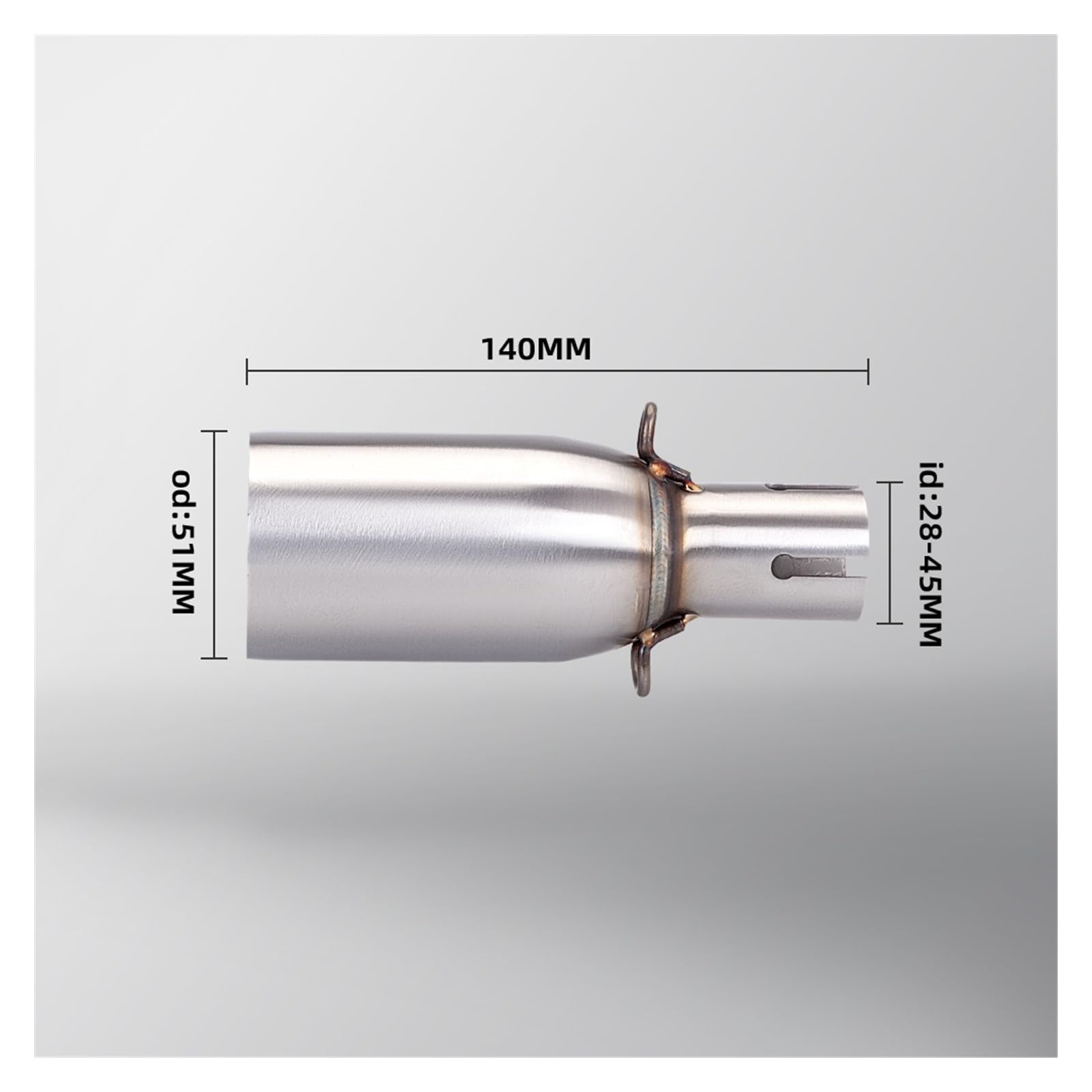 Silenziatore tubi scarico Tubo Di Scarico Modificato Per Moto, Adatto Per Adattatore Da 28-45 Mm, Tubo Di Collegamento Centrale Da 51 Mm, Marmitte Di Scarico Per Moto.
