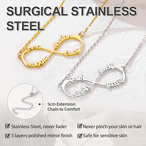 GOLDCHIC JEWELRY Personalized Heart Infinity Name Necklace for Women, 18k Gold Plated/Platinum Plated Personalized Name Plate Jewelry for Family/Best Friend/Lover, Gift Box Included4