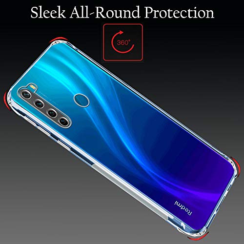 Image of TheGiftKart Ultra Clear Slim Anti-Slip Grip Soft Silicone Back Cover Case with Complete Camera Protection & Anti-Dust Plugs Built-in for Xiaomi Redmi Note 8 (Transparent)