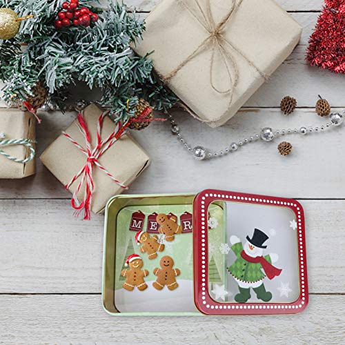 KESYOO 15X15cm Caixa de Folha de Flandres de Natal Com Janela Vazia Latas de Biscoitos Caixa de Pres