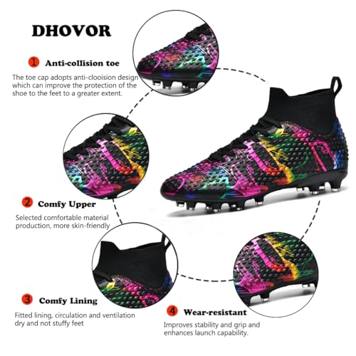 DHOVOR Boys Girls Soccer Cleats High-Top Soccer Shoes for Kids Football Cleats Professional Training Football Sports Shoes2