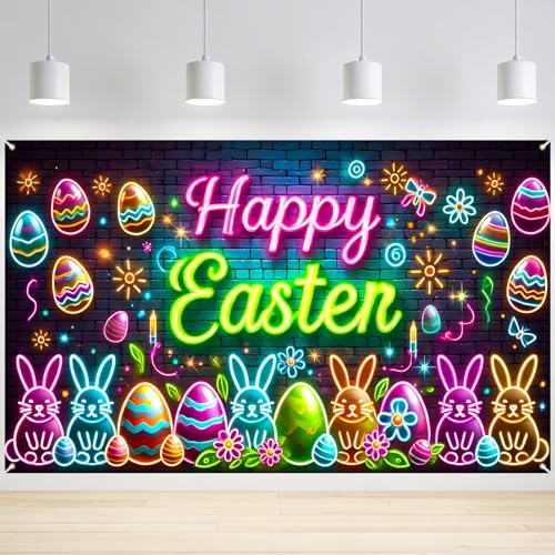 Image of Nuxovilar Neon Easter Eggs Banner 43x71in Polyester
