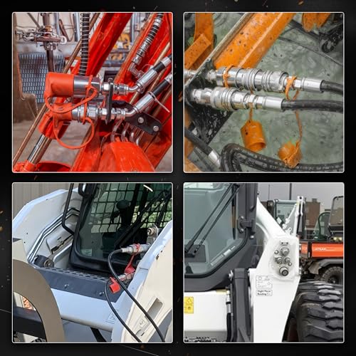 Image of 3 /4 inch NPT Skid Steer Flat Face Hydraulic Quick Connect Couplers with Dust Caps