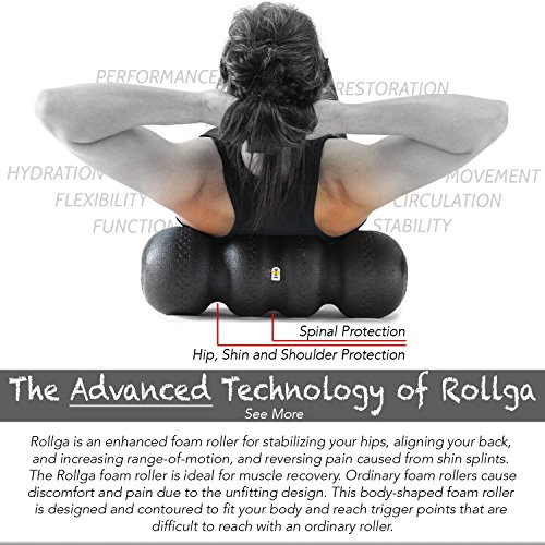 Rollga Basic - The Better Foam Roller For Flexibility, Muscle Recovery, Back & Neck Massage, Exercise (18” - Introductory Soft/Medium Density Foam, White) #TOP2