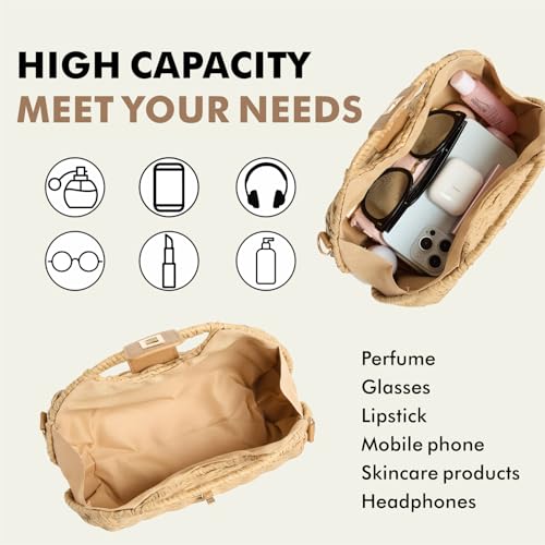 Woven Straw Purse with Crossbody Strap, Clutch Purses for women, Boho Summer Beach Bag Shoulder Vacation Handwoven Handbag4