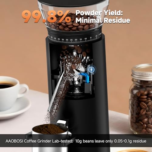 Image of AAOBOSI Cordless Burr Coffee Grinder, Rechargeable with 60 Grind Settings & Anti-Static, Digital Timer Touchscreen, Portable Electric Grinder for Espresso, Pour Over, French Press, Travel, Camping