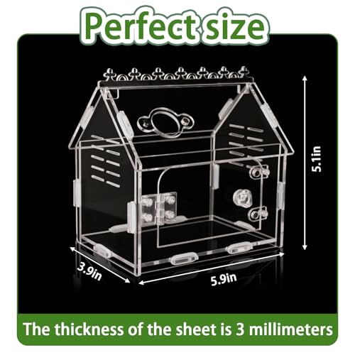 Image of Jumping Spider Enclosure - 5.9 inchx3.9 inchx5.1 inch Magnetic Acrylic Terrarium Kit for Tarantula, Mantis and Reptiles, Escape-Proof Habitat with Secure Latches & Ventilation, Clear Invertebrate Breeding Cage