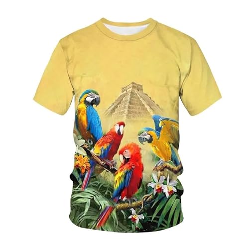 SHELOG Nature Animal Bird Parrot Fashion Men's T-shirt 3D Printing Harajuku Street Short Sleeve O Neck Oversized Casual Top