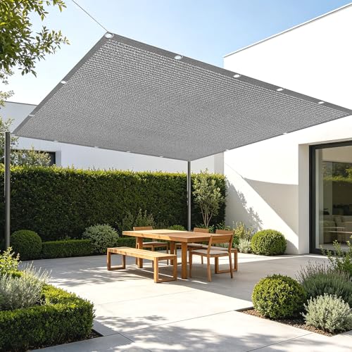 Filet d'ombrage rectangulaire 180x350 cm gris clair avec œillets - 2