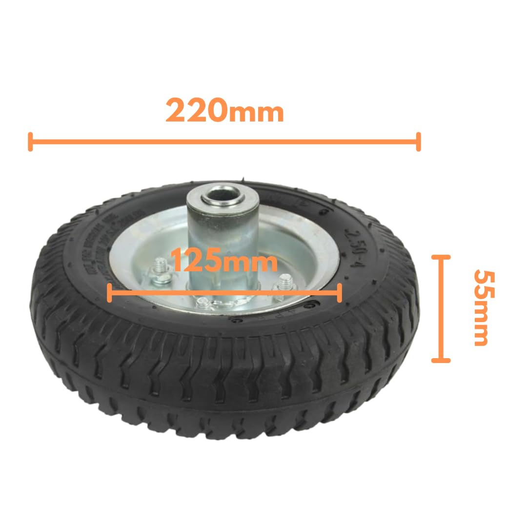 Lot de 2 roues de rechange pour diable 2,50-4 - Diamètre : 16 mm - Moyeu asymétrique