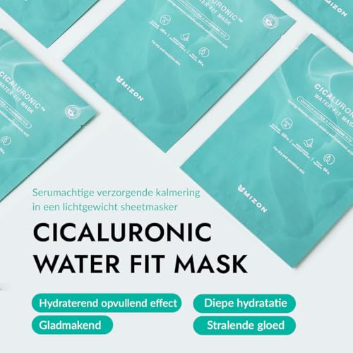 [MIZON] Cicaluronic Water Fit mask (10 masek) koreańska pielęgnacja skóry – wegańska formuła, Cica + kwas hialuronowy, kojąca, nawilżająca, wrażliwa skóra, sucha skóra