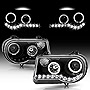 ACANII - For Black 2005-2010 Chrysler 300C LED Halo Projector Headlights Headlamps Driver + Passenger Side