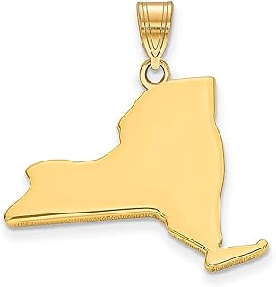 Colar com pingente de ouro amarelo 14 k do estado de Nova York com pingente de destino de viagem para transporte joias finas para mulheres presentes para ela, Pedra Ouro amarelo