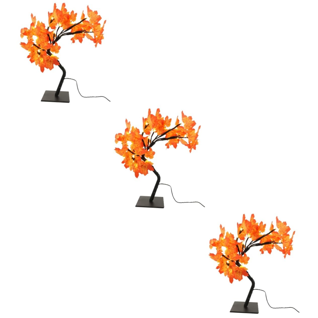 ABOOFAN3pcs Led Maple Tree Light Indoor Bonsai Tree Battry Operated Tree Bedside Table Lamp Tree Centerpieces for Tables Table Lamps Decor Artificial Trees PVC Christmas Tree Lights Shine