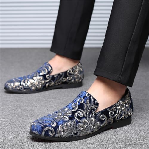 Men's Glitter Oxford Shoes Fashion Sequins Embroidered Slip-On Prom Loafers Shoes Wedding Business Party Dress Shoes4