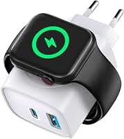 Gshield Carregador de Parede Survivor 3 em 1 Power Delivery Tipo-C 20W Ultra Rápido + USB-A 18W e Base de Carregamento Magnética Sem Fio Compatível com Apple Watch Integrada, Branco