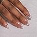 BTArtbox Press On Nails Almond - Medium Cat Eye French Tip Nails with Glue for Daily Nail Art, Fake Nail Extensions In 15 Sizes - 30 Nail Kit, Liquid Radiance