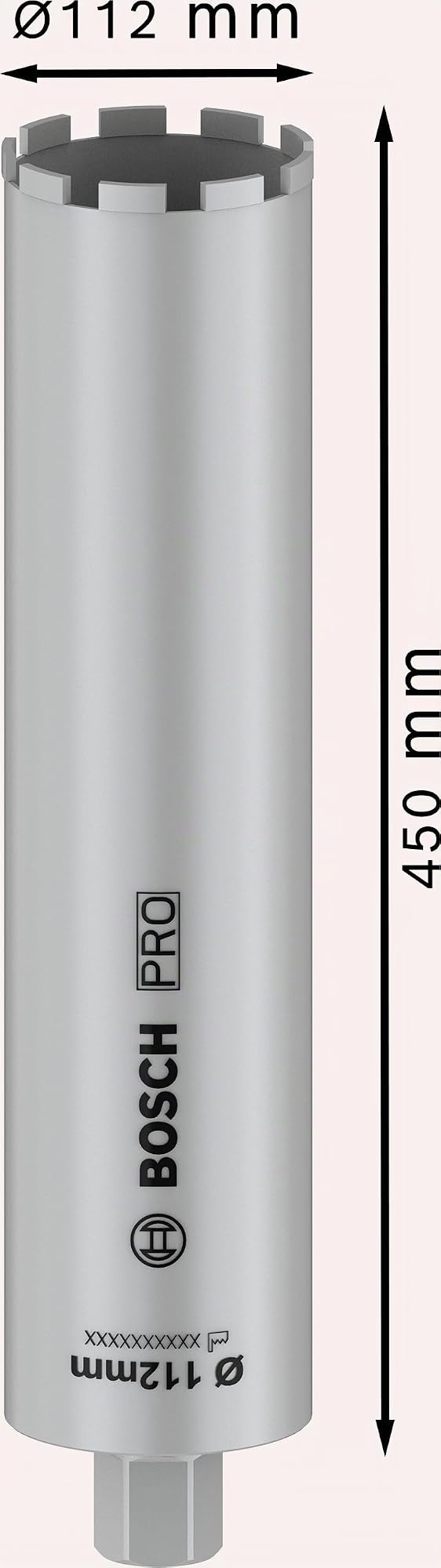 Bosch 1x PRO Core Cutter wet pour forets diamantés, 1 1/4 pouce UNC (pour Béton, Béton armé, Ø 112 mm, Professional Accessoire Foret diamanté)