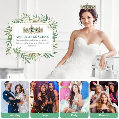 Tiara nupcial de cristal verde SOIMISS en aleación ligera de alta joyería 4