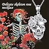 ONEFINITY Collier gothique en argent sterling avec pendentif en forme de tête de mort et roses - Bijou d'Halloween pour femme, Argent sterling #4