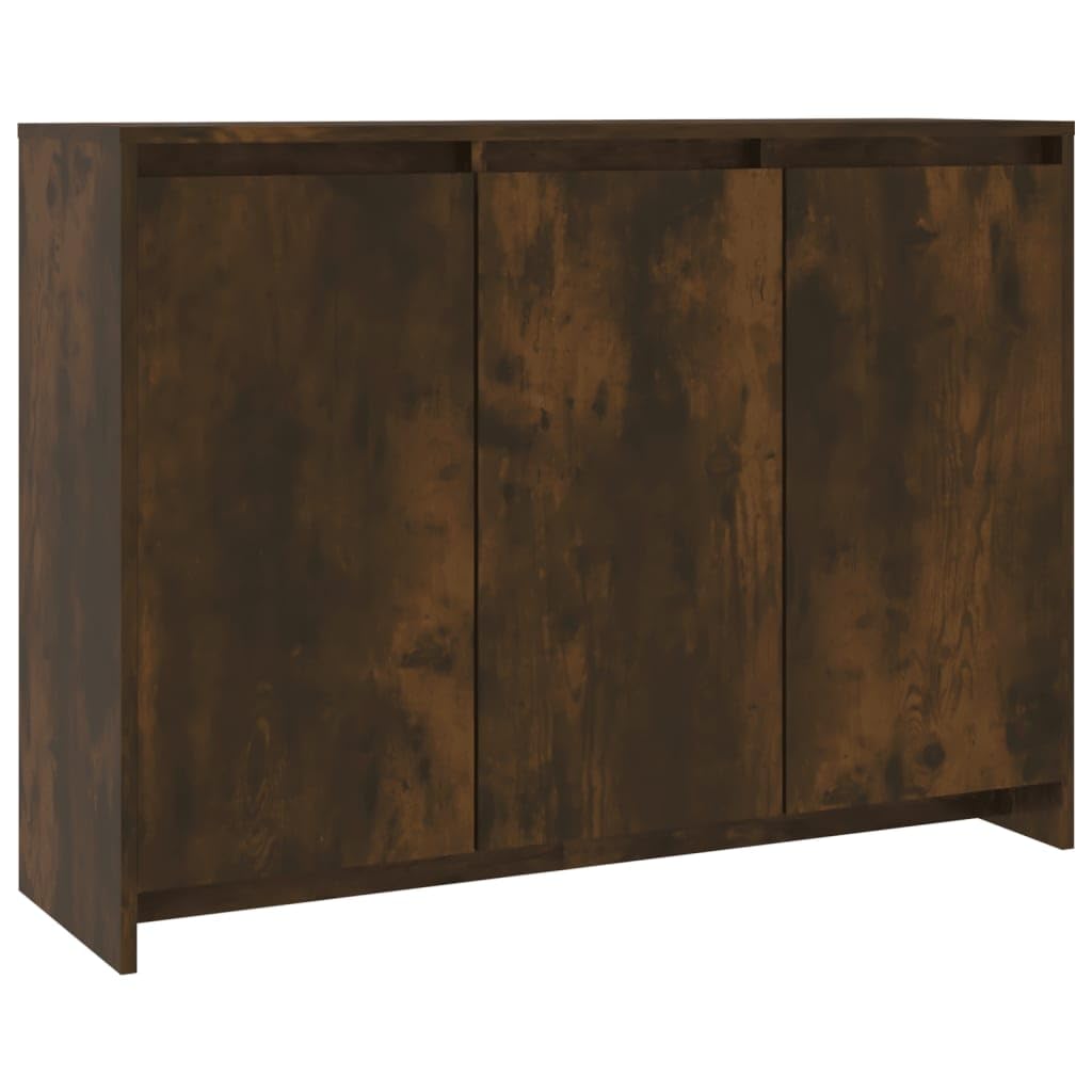 Aparador de roble ahumado 102 cm cómoda estrecha 3 puertas para pasillos y salones