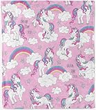 ANHOPE Regenbogen Einhorn Wolke Decke Weich Leicht Warm Flanell Wurfdecke Ganzjahresdecke Wohndecke Sofadecke Couchdecke für Sofa Couch Bett Outdoor Reisen 130 x 150 cm
